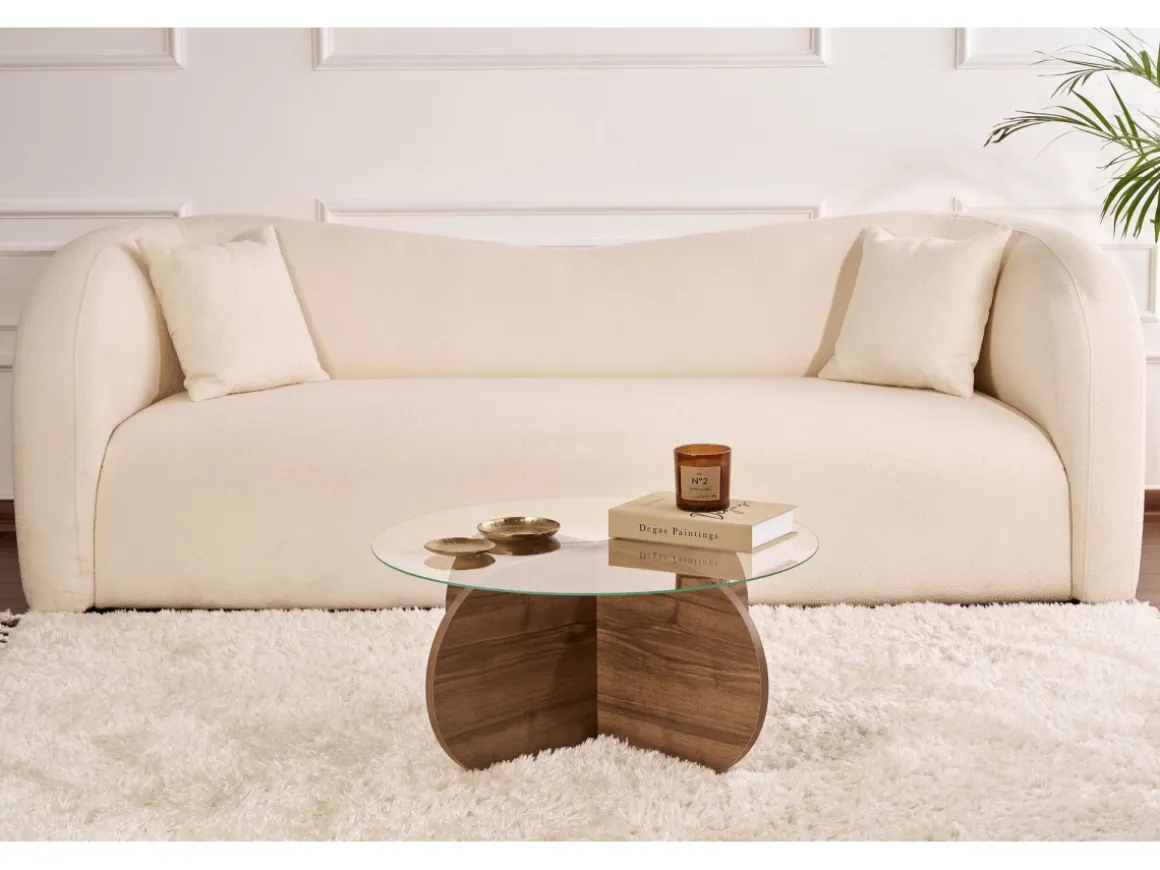 Table basse en bois "Aeris" - 75 x 75 x 35 cm - NoyerTransparent
