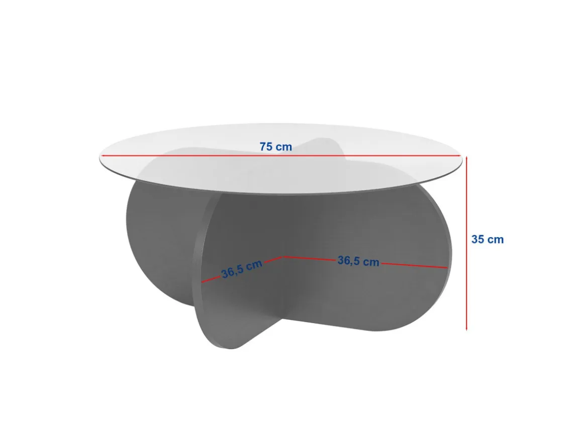 Table basse en bois "Aeris" - 75 x 75 x 35 cm - NoyerTransparent
