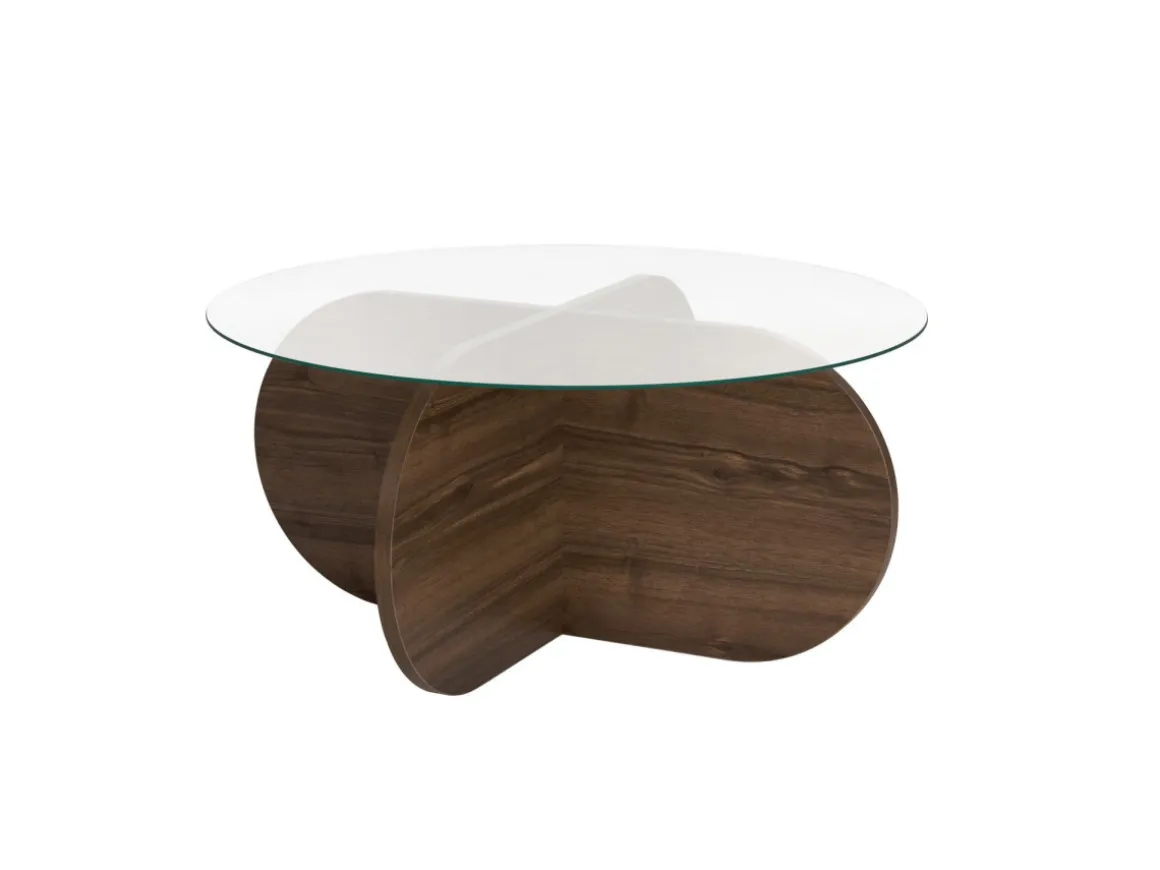 Table basse en bois "Aeris" - 75 x 75 x 35 cm - NoyerTransparent
