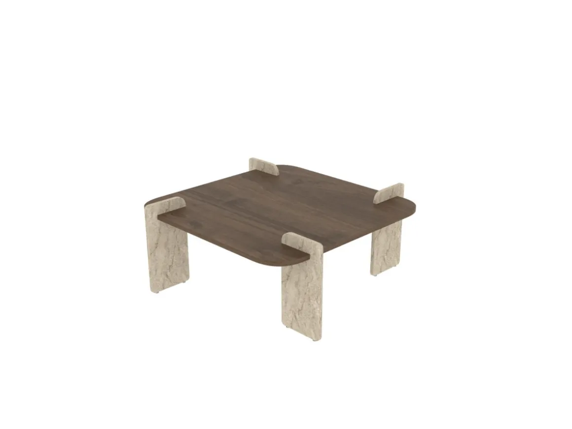 Table basse en bois "Afrolli" - 90 x 90 x 35 cm - Marron