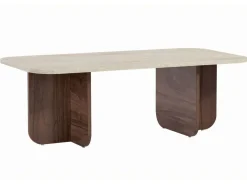 Table basse en bois "Akira" - 120 x 60 x 41 cm - Travertin