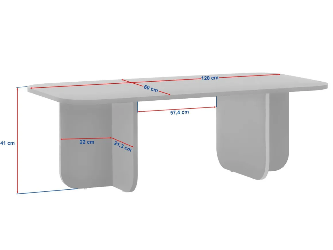 Table basse en bois "Akira" - 120 x 60 x 41 cm - Travertin