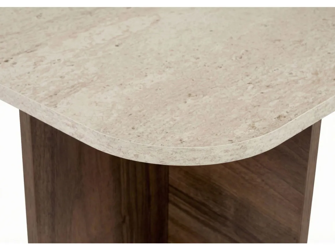 Table basse en bois "Akira" - 120 x 60 x 41 cm - Travertin