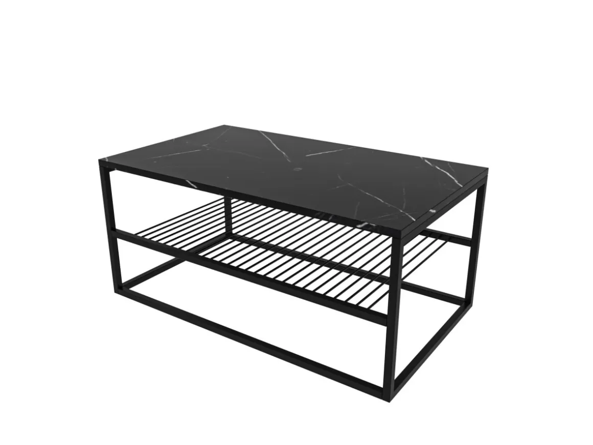 Table basse en bois "Asude" - 95 x 55 x 42 cm - Noir