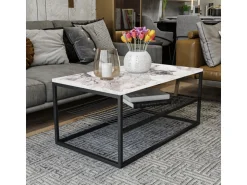 Table basse en bois "Asude" - 95 x 55 x 42 cm - Blanc