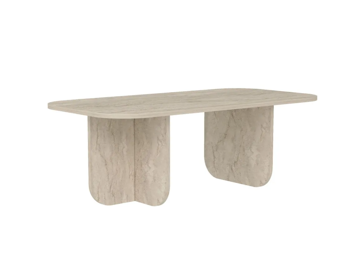 Table basse en bois "Becaj" - 120 x 60 x 41 cm - Travertin