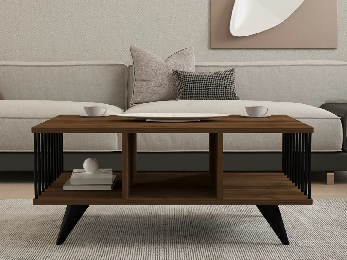 Table basse en bois "Bert" - 90 x 60 x 40 cm - Noyer