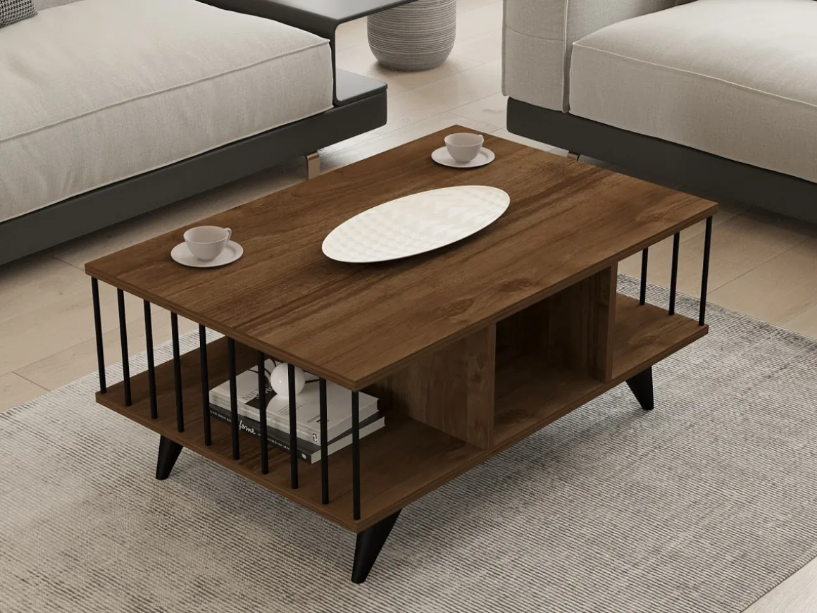 Table basse en bois "Bert" - 90 x 60 x 40 cm - Noyer