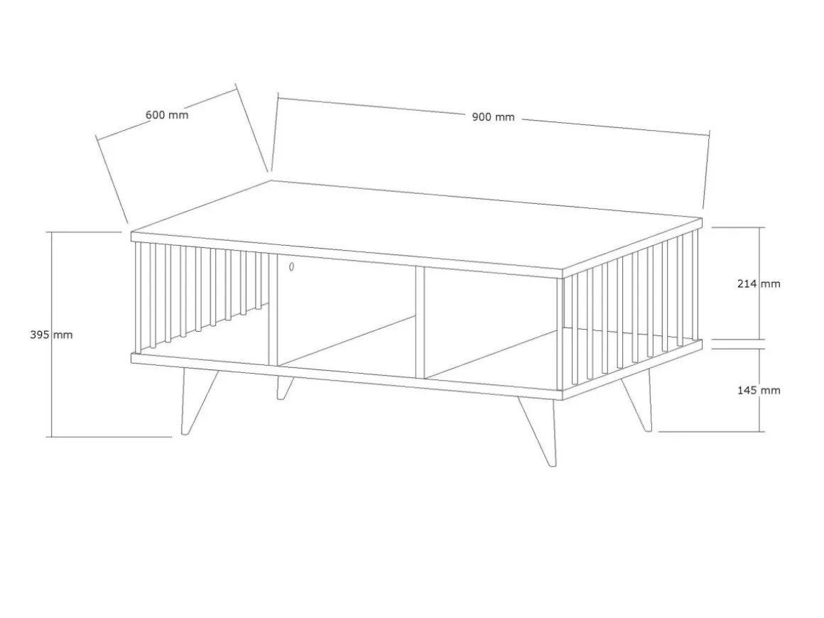 Table basse en bois "Bert" - 90 x 60 x 40 cm - Noyer