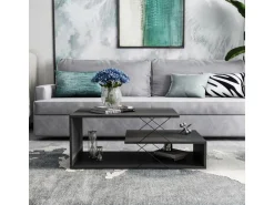 Table basse en bois "Cayenne" - 100 x 50 x 40 cm - Gris anthracite