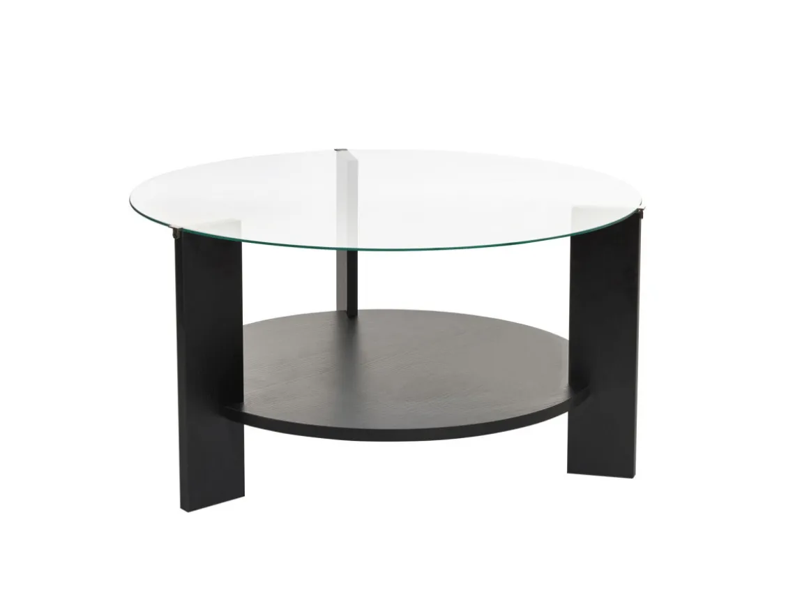 Table basse en bois "Clara" - 75 x 75 x 40 cm - Bois NoirTransparent