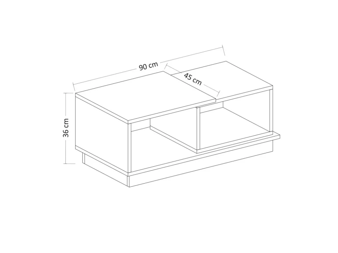 Table basse en bois "Consept" - 90 x 45 x 36 cm - Travertin