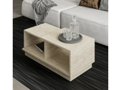 Table basse en bois "Consept" - 90 x 45 x 36 cm - Travertin