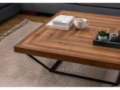 Table Basse en bois "Cora" - 100 x 100 x 32 cm - Noyer