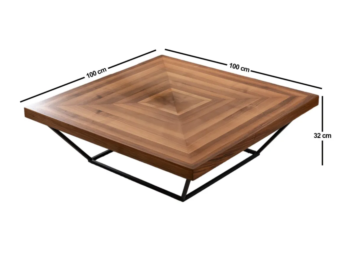 Table Basse en bois "Cora" - 100 x 100 x 32 cm - Noyer