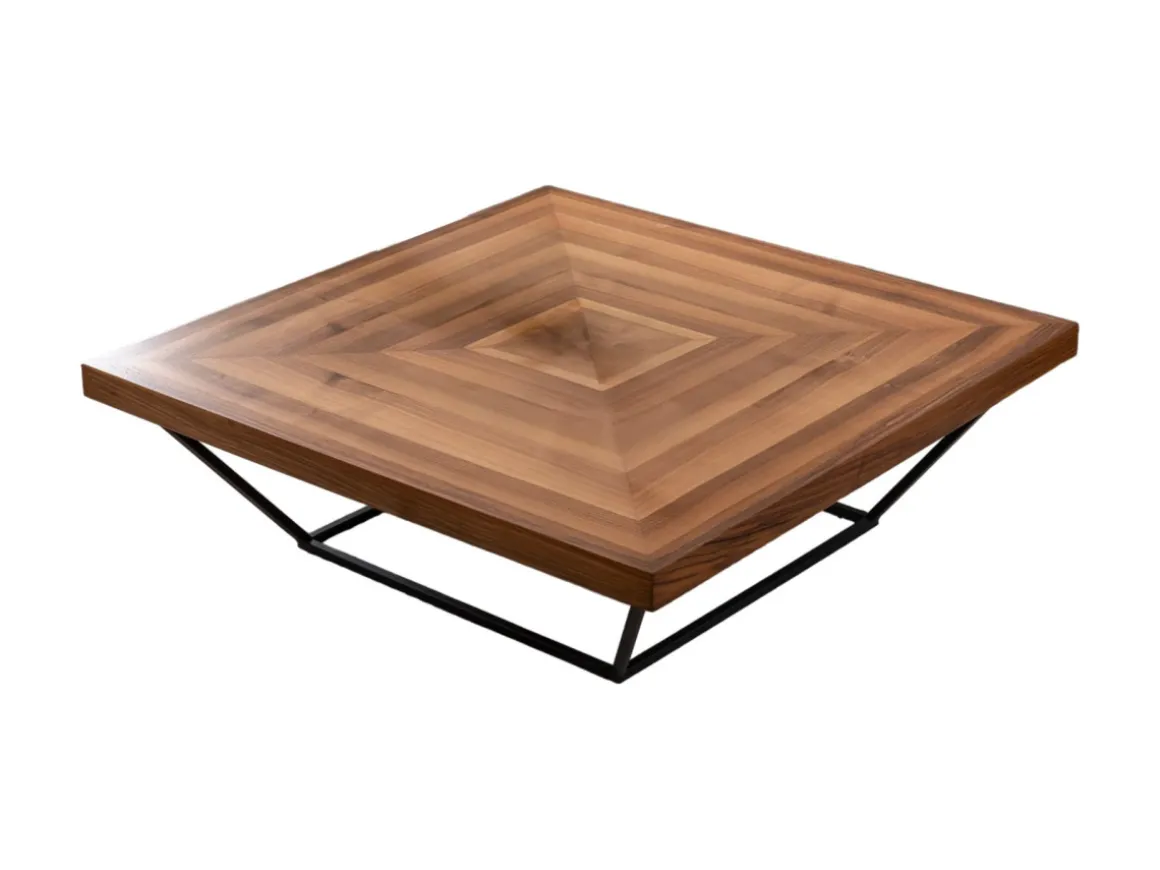 Table Basse en bois "Cora" - 100 x 100 x 32 cm - Noyer