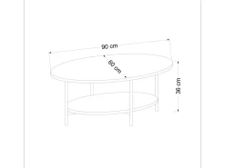 Table basse en bois "Elis" - 90 x 60 x 36 cm - ChêneBlanc