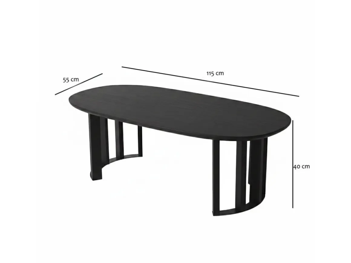 Table basse en bois "Elysia" - 120 x 60 x 40 cm - Noir