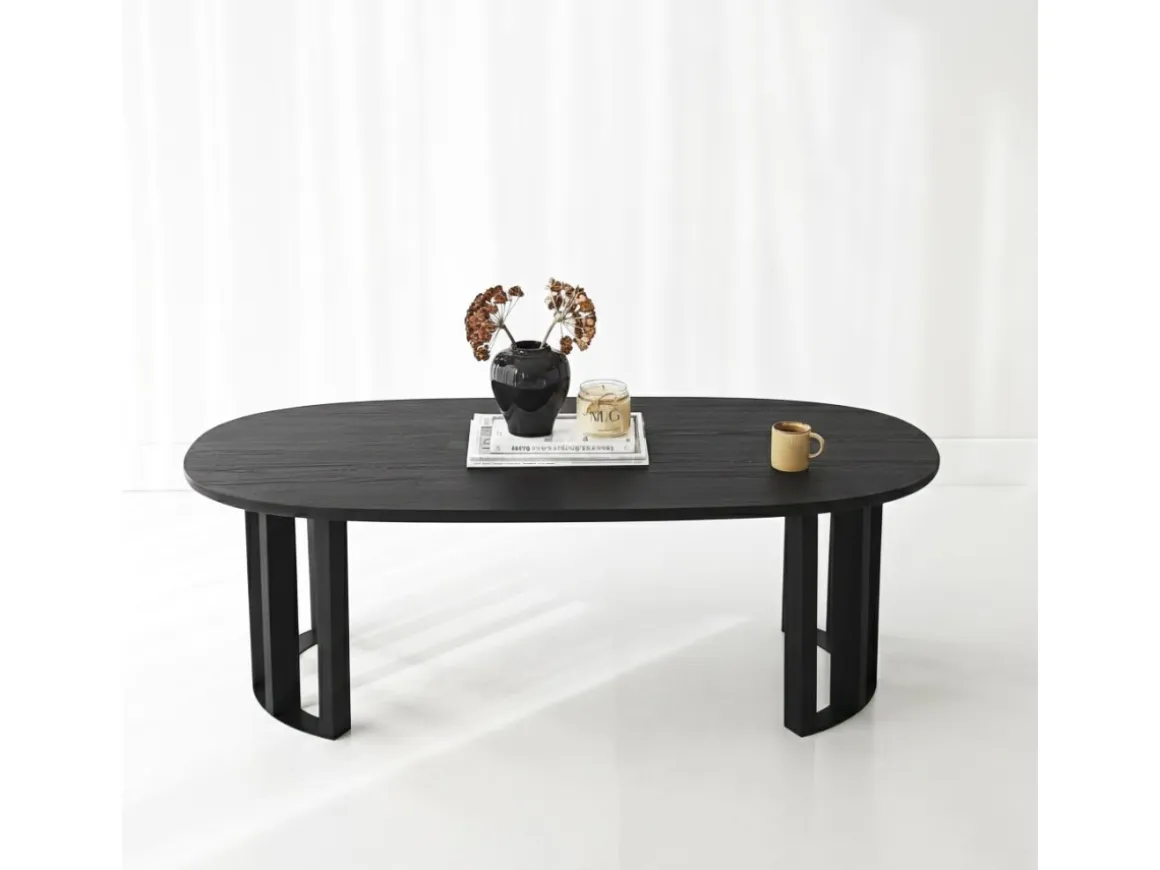 Table basse en bois "Elysia" - 120 x 60 x 40 cm - Noir