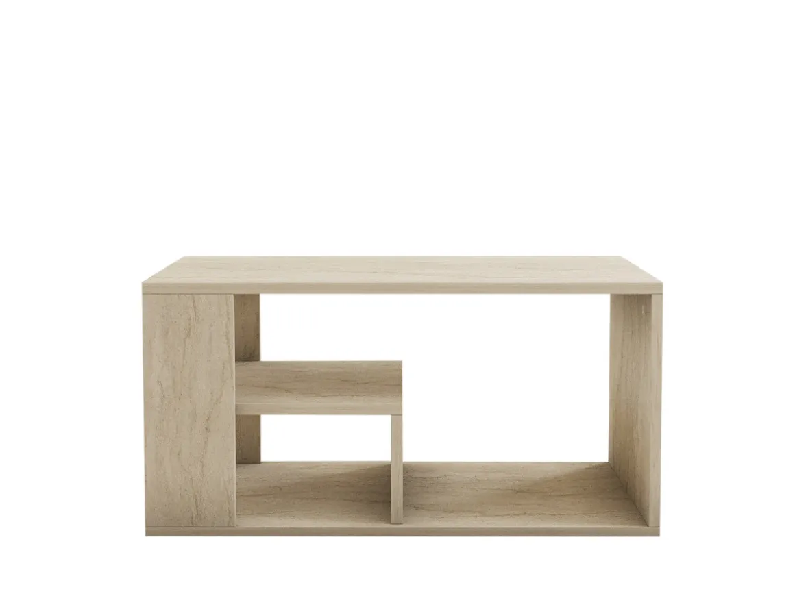 Table basse en bois "Eros" - 80 x 40 x 50 cm - Travertin