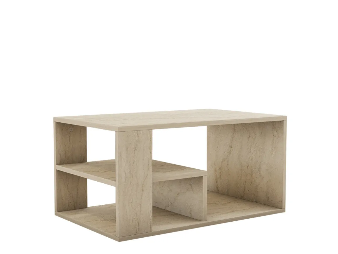 Table basse en bois "Eros" - 80 x 40 x 50 cm - Travertin