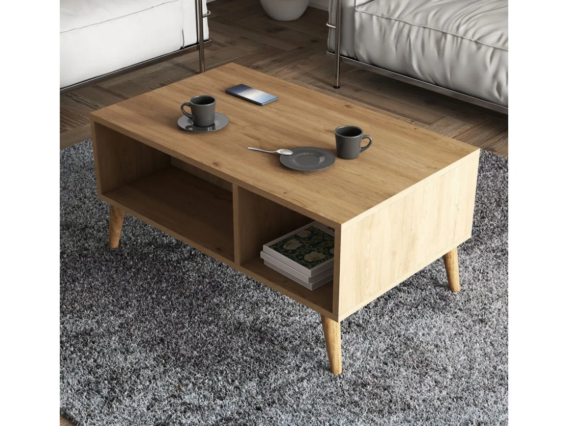 Table basse en bois "Exxen" - 90 x 41 x 54 cm - Marron