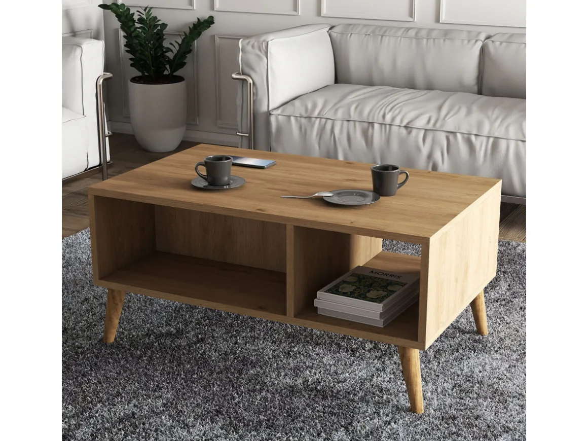 Table basse en bois "Exxen" - 90 x 41 x 54 cm - Marron