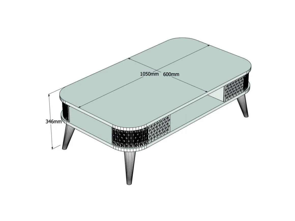 Table basse en bois "Eylül" - 105 x 60 x 34 cm - Crème