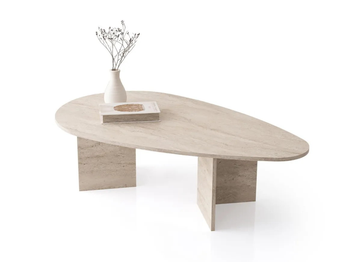 Table basse en bois "Flap" 139,5 x 79,5 x 42 cm - Travertin