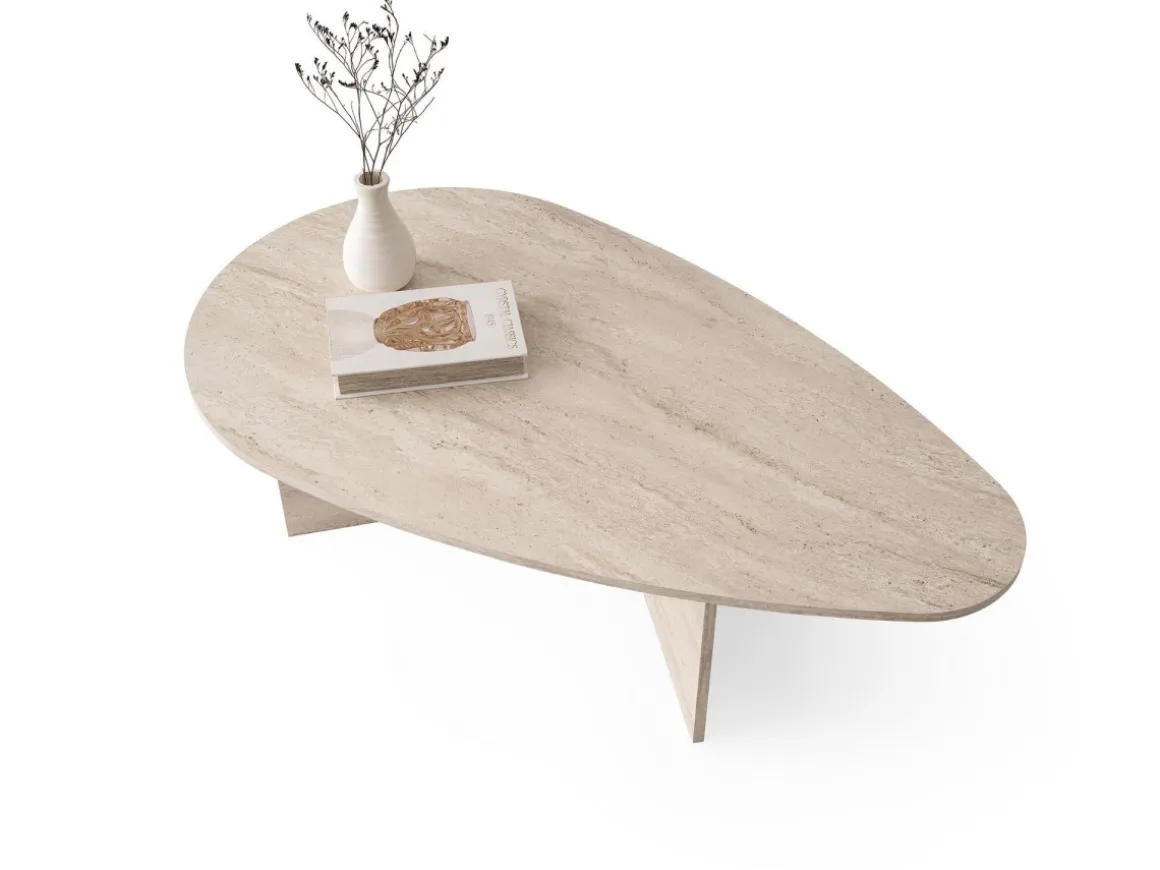 Table basse en bois "Flap" 139,5 x 79,5 x 42 cm - Travertin