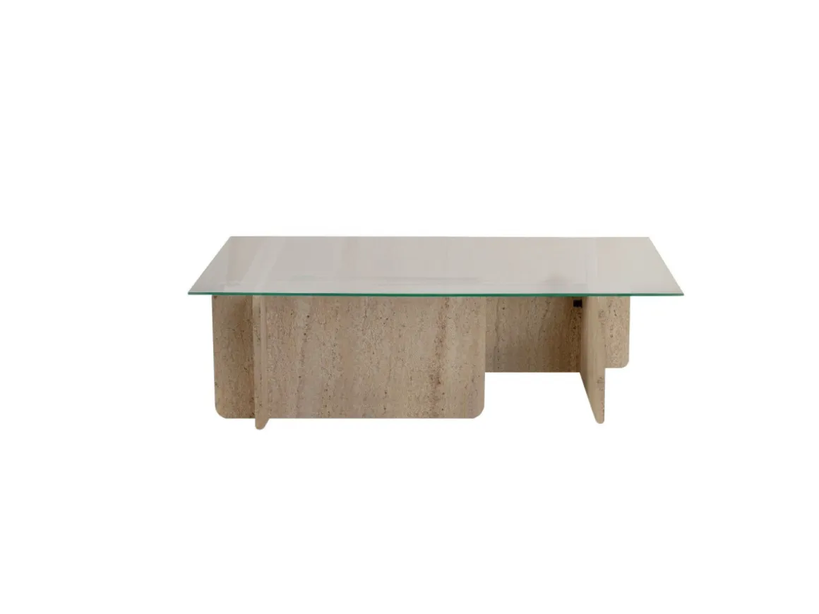 Table basse en bois "Flavio" - 105 x 65 x 30 cm - Travertin