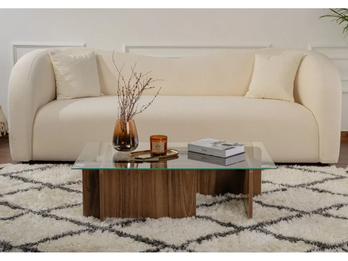 Table basse en bois "Flavio" - 105 x 65 x 30 cm - Noyer