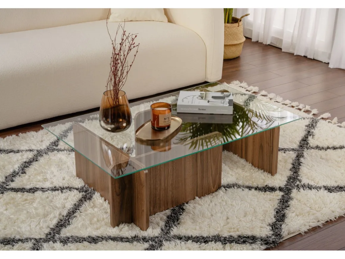 Table basse en bois "Flavio" - 105 x 65 x 30 cm - Noyer