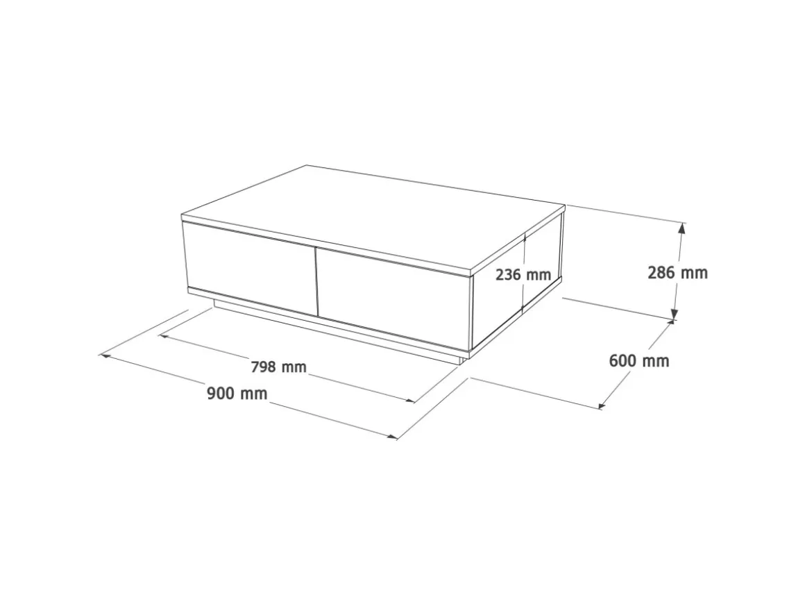 Table basse en bois "Frew" - 90 x 60 x 28 cm - Marron