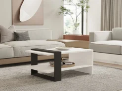 Table basse en bois "Funda" - 80 x 55 x 35 cm - AnthraciteBlanc