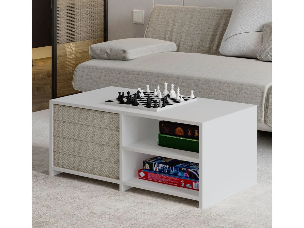 Table basse en bois "Gord" - 90 x 45 x 44 cm - Blanc
