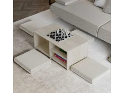 Table basse en bois "Gord" - 90 x 45 x 44 cm - Travertin