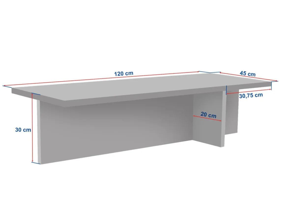Table basse en bois "Harbor" - 120 x 45 x 30 cm - Travertin