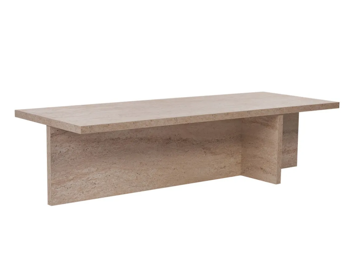 Table basse en bois "Harbor" - 120 x 45 x 30 cm - Travertin