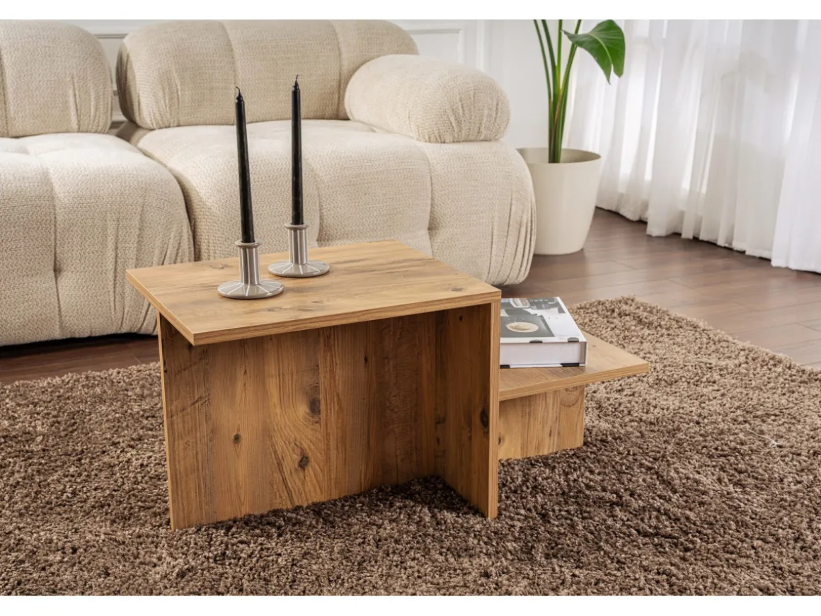 Table basse en bois "Harmony" 80 x 40 x 40 cm - Pin atlantique