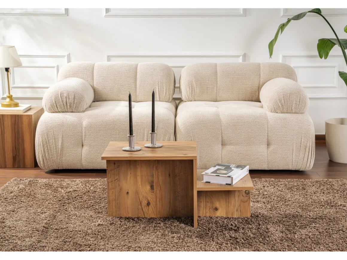 Table basse en bois "Harmony" 80 x 40 x 40 cm - Pin atlantique