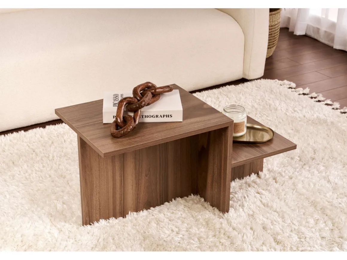 Table basse en bois "Harmony" - 80 x 40 x 40 cm - Noyer