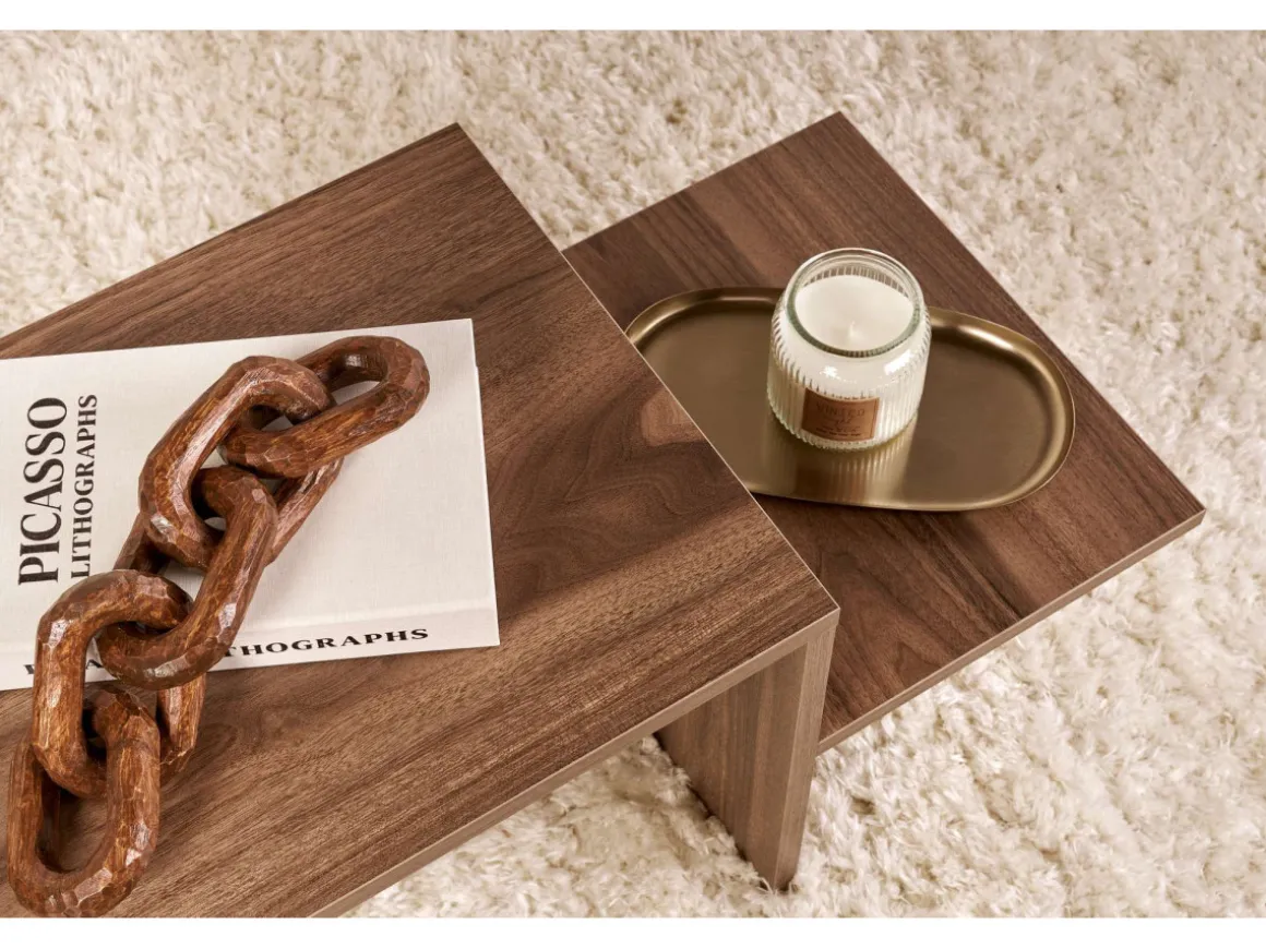 Table basse en bois "Harmony" - 80 x 40 x 40 cm - Noyer