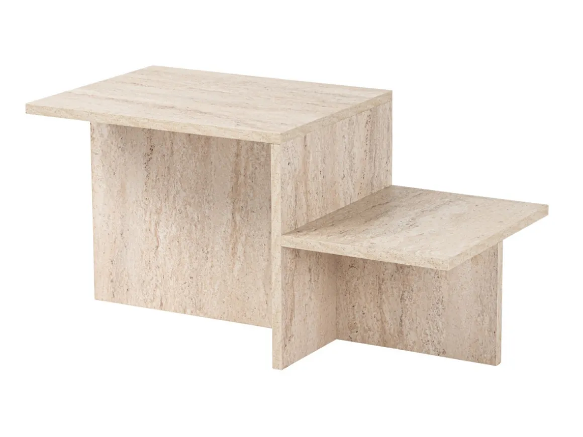 Table basse en bois "Harmony" - 80 x 40 x 40 cm - Travertin