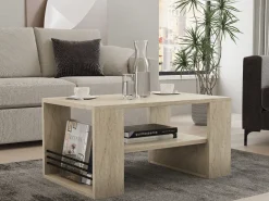 Table basse en bois "Iris" - 80 x 50 x 40 cm - Travertin