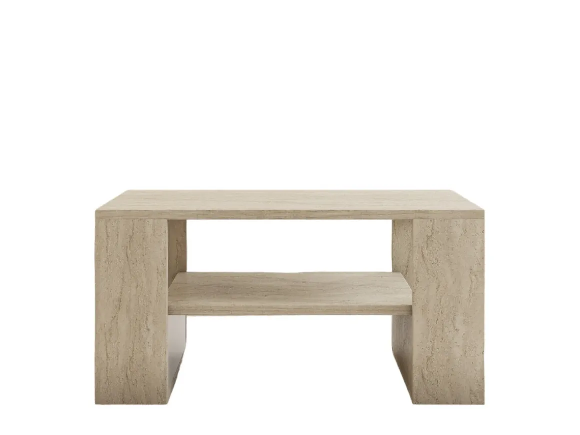 Table basse en bois "Iris" - 80 x 50 x 40 cm - Travertin
