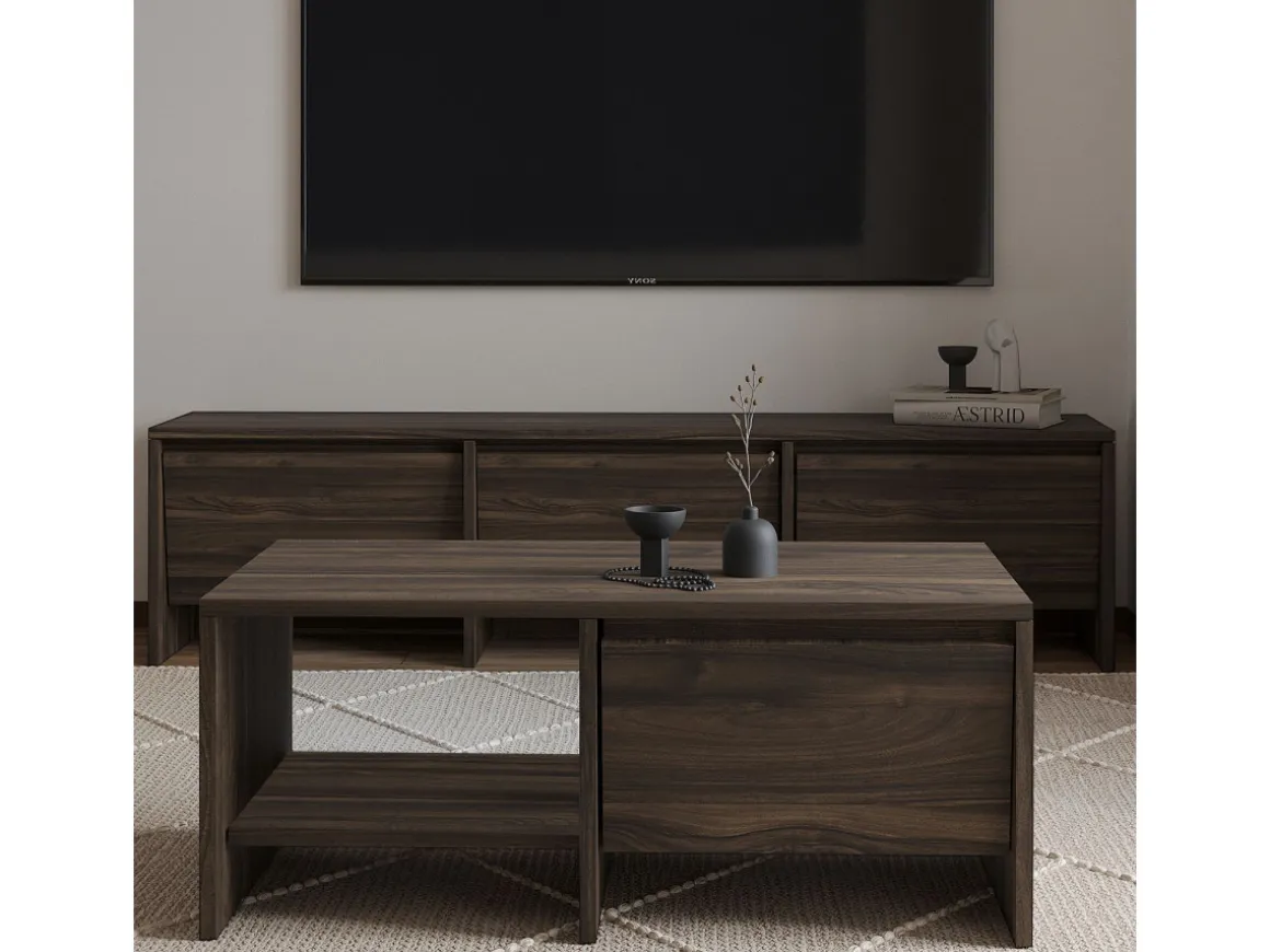 Table basse en bois "Laris" - 90 x 45 x 35 cm - Marron