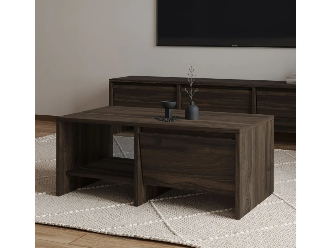 Table basse en bois "Laris" - 90 x 45 x 35 cm - Marron