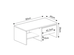 Table basse en bois "Laris" - 90 x 45 x 35 cm - Blanc