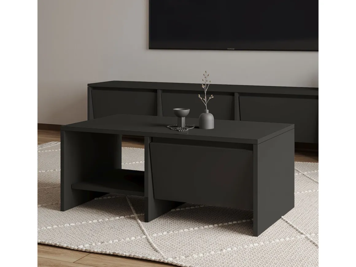 Table basse en bois "Laris" - 90 x 45 x 35 cm - Gris anthracite